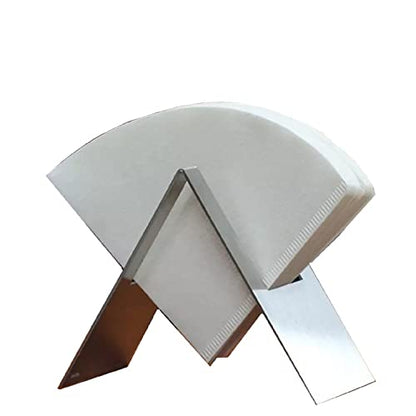  Coffee Filter Paper Holder,Stainless Steel Coffee Paper Storage Container Dispenser Rack Coffee Filter Paper Stand (Silver)