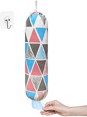  Lastic Bag Holder, Wall Mount Plastic Bag Organizer, Shopping Bags Carrier, Washable Large Grocery Bag Storage Dispenser ​for Home Kitchen Travelling, Free Adjustment With Drawstring, Gray, 22x9"