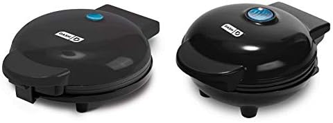 Dash Ash DEWM8100BK Express 8” Waffle Maker Machine, 8 Inch, Black & DMS001BK Mini Round, Electric Griddle Machine For Individual Pancakes, Cookies, Eggs & Other With Indicator Light, Black