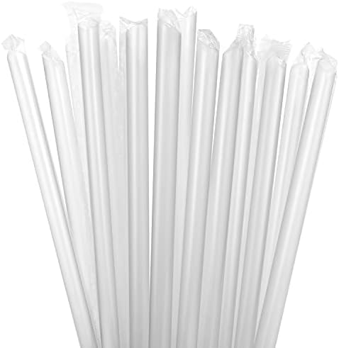  100 Pcs Smoothie Boba Individually Wrapped Straws, Jumbo Large Plastic Disposable Bubble Tea Milkshake Colorful Drinking Straws(0.43" Wide X 8.2" Long)