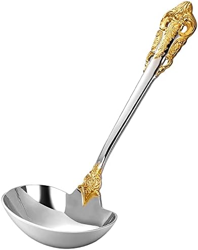  Luxury Gravy Ladle, 18/10 Stainless Steel, Gold Accent, Small Gravy Spoon For Home. Solid And Sturdy, Set Of 2, Dishwasher Safe