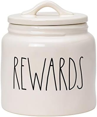  Ae Dunn Ceramic Cookie Jar, Dog Biscuit Kitchen Canister With Lid, Hand-Lettered “Treats” Snack Jar