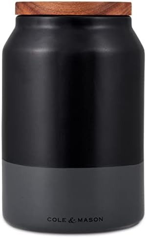 Cole & Mason H822140 Linton Black/Grey Utensil Pot Holder | Kitchen Organisation, Utensils Storage Jar | Ceramic | (H) 160 Mm X (D) 120 Mm | 2 Year Guarantee