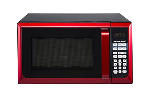  0.9 Cu. Ft. Countertop Microwave Oven, 900 Watts, Red Stainless Steel