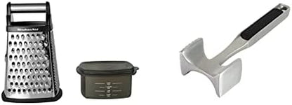 KitchenAid Gourmet 4-Sided Stainless Steel Box Grater With Detachable Storage Container, 10 Inches Tall, Black