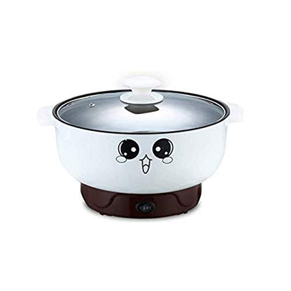  110V Electric Skillet With Lid 4-in-1 Multifunction Non-Stick Stainless Steel Electric Hot Pot Noodles Rice Cooker Steamed Egg Soup Pot Mini Heating Pan Cooking Fried