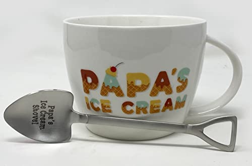  On Caffeine Gifts For Papa – Papa’s Ice Cream Bowl And Engraved Spoon Papa’s Ice Cream Shovel – Ideal Father’s Day Gift, Christmas Gift Or Birthday Gift (Papa)