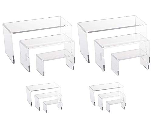  12 Piece Set - Clear Acrylic Display Risers, Acrylic Clear Riser Sets Display Stand For Jewelry, Baked Goods, Bakery Use, Collectibles, Figures/Figurines