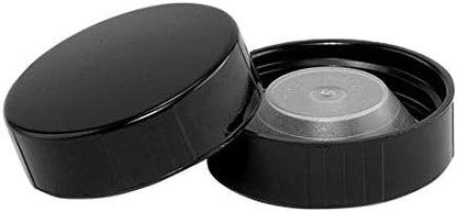  - 38-BP-15 38mm Black Plastic Screw Caps With F217 Foam Liner - Pack Of 15 Leak Proof Lids