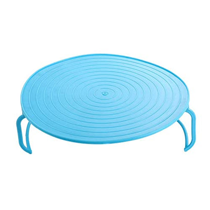  3 In 1 Microwave Plate Stacker Foldable Steaming Tray With Handle, Plastic Baking Oven Tray Kitchen Cooling Rack Cooking Equipment Accessories(Blue)