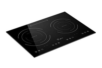  Electric Stove Induction Cooktop With 2 Burners In Black Vitro Ceramic Smooth Surface Glass 120V, 12 Inch
