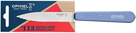 Opinel Adult Kitchen Knife No. 113 Rust Free Sandvik Steel, Sägezahnung, Beechwood Handle Chef's Knife, Violet Multi, One Size
