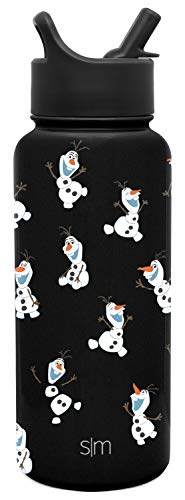  Disney Frozen Olaf Water Bottle With Straw Lid Vacuum Insulated Stainless Steel Metal Thermos | Gifts For Women Men Reusable Leak Proof Flask | Summit Collection | 32oz I Like Warm Hugs