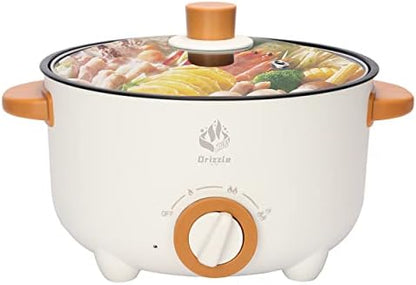  Electric Skillet Hot Pot Cooker - Multifunction Frying Pan 110V Non-Stick Grill 3L Stir-fried Stewed Cookware Steak Noodle Ramen Shabu Shabu Pot - Home Office Party Kitchen Dorm Cooking