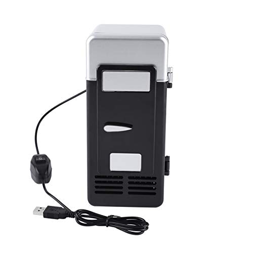  Mini Portable Compact Personal Fridge Cooler USB Office Dual-Use Portable Refrigerator Drink Cooler For Home Office Car Dorm(Black)
