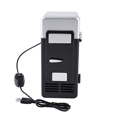  Mini Portable Compact Personal Fridge Cooler USB Office Dual-Use Portable Refrigerator Drink Cooler For Home Office Car Dorm(Black)