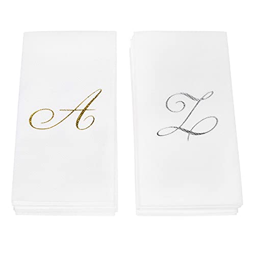  Isposable Hand Towels For Bathroom - Guest Bathroom Essentials -Bathroom Paper Towels - Monogrammed Disposable Napkins - Wedding Napkins In Paper Towel Tray (Silver, M)