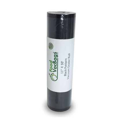  11X50 Black & Clear Vacuum Sealer Bag Roll, Foodsaver Compatible, Heavy-Duty, Commercial Grade, Odor Resistant, Sous Vide, Light Protection