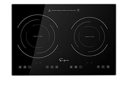  Electric Stove Induction Cooktop With 2 Burners In Black Vitro Ceramic Smooth Surface Glass 120V, 12 Inch