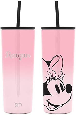  Disney Water Bottle With Straw Lid Vacuum Insulated Stainless Steel Metal Thermos | Gifts For Women Men Reusable Leak Proof Flask | Summit Collection | 22oz Minnie Mouse Dots