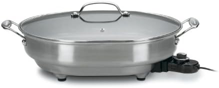 Cuisinart CSK-150 1500-Watt Nonstick Oval Electric Skillet,Brushed Stainless