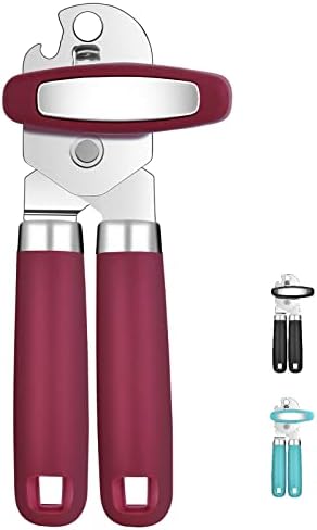  Can Opener Manual, Tymoosty Can Opener Strong Heavy Duty, Smooth Edge Cut, Oversized Knob, Soft Grip Handle, Built-in Bottle Opener, Black