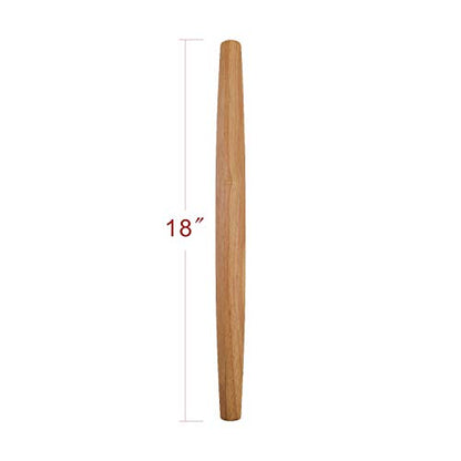  French Rolling Pin (18 Inches) –WoodenRoll Pin For Fondant, Pie Crust, Cookie, Pastry, Dough –Tapered Design & Smooth Construction - Essential Kitchen Utensil