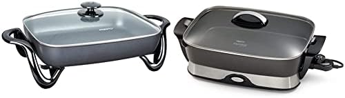 Presto 06852 16-Inch Electric Skillet With Glass Cover & 16-inch Electric Foldaway Skillet, Black