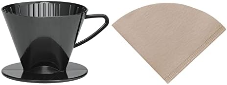  Pour-Over Reusable Coffee Brewing Cone With Gold-Toned Mesh Permanent Coffee Filter, Number 4-Size, Black