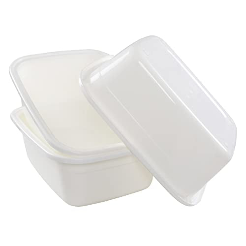  18 Quart Large Dish Pan, 3-Pack Commercial Bus Tub, Cream