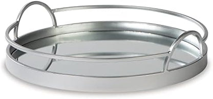 By Ashley Adria Contemporary Metal Serving Tray With Mirrored Base, Black