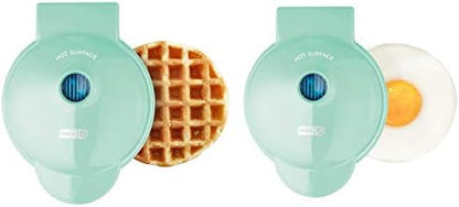 Dash Mini Maker Waffle Maker + Griddle, 2-Pack Griddle + Waffle Iron - Aqua