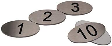  304 Stainless Steel Engraved Oval Table Black Numbers (1-20) Pubs Restaurants Clubs - 1 To 20