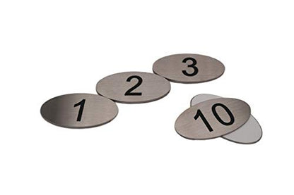  304 Stainless Steel Engraved Oval Table Black Numbers (1-20) Pubs Restaurants Clubs - 1 To 20