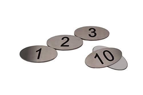  304 Stainless Steel Engraved Oval Table Black Numbers (1-20) Pubs Restaurants Clubs - 1 To 20