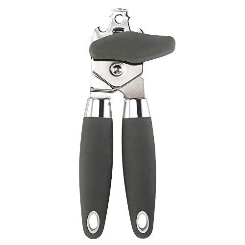  Can Opener Manual Heavy Duty, Can Opener Smooth Edge, Stainless Steel Sharp Blade, Good Soft Grips, Anti-slip Handle Gray