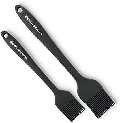  Silicone Basting Pastry Brush: Set Of 2 Heat Resistant Basting Brushes For Baking, Grilling, Cooking And Spreading Oil, Butter, BBQ Sauce, Or Marinade. Dishwasher Safe(Metal Grey)