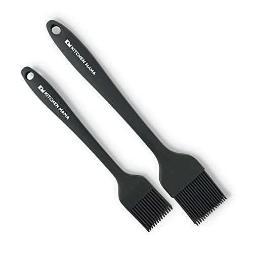  Silicone Basting Pastry Brush: Set Of 2 Heat Resistant Basting Brushes For Baking, Grilling, Cooking And Spreading Oil, Butter, BBQ Sauce, Or Marinade. Dishwasher Safe(Metal Grey)