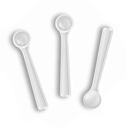 GENERIC 250 Mg Clear Classic Plastic Measuring Spoons Small Plastic Teaspoons For Powders And Granules, Coffee, Pet Food Coffee Scoop Measuring Scoops - Pack Of 10 (0.5 Ml)