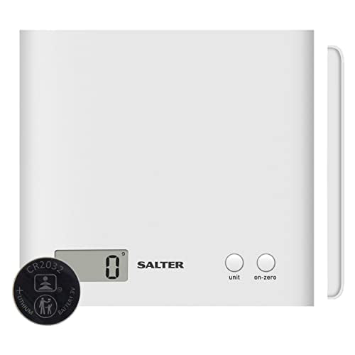 Salter Alter 1066 WHDR5 Arc Digital Platform Kitchen Scales, Precise Food Weighing, Slim Design For Compact Storage LCD Display, Zero Add & Weigh For Multiple Ingredients In The Same Bowl, Battery Included