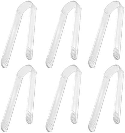  6 Packs Of Plastic Buffet Serving Tongs,6.3 Inch Mini Clear Tongs For Appetizers,Serving Food,Ice Cube,Tea,Coffee Party And Jars.