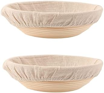 Bread Proofing Baskets Set Of 2 8.5 Inch Round Dough Proofing Bowls W/Liners Perfect For Home Sourdough Bakers Baking