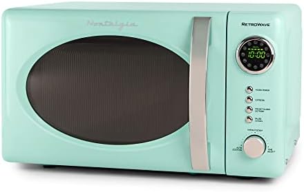  Retro Compact Countertop Microwave Oven, 0.7 Cu. Ft. 700-Watts With LED Digital Display, Child Lock, Easy Clean Interior, Black