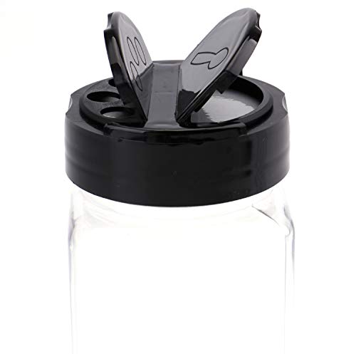  16 Pack 9 Oz Plastic Spice Jars Bottles Containers With Black Cap – Perfect For Storing Spice, Herbs And Powders