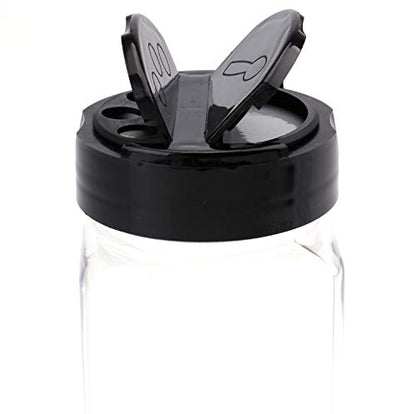  16 Pack 9 Oz Plastic Spice Jars Bottles Containers With Black Cap – Perfect For Storing Spice, Herbs And Powders
