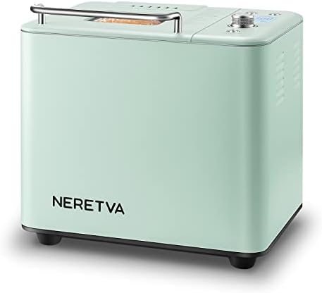  Neretva Bread Maker Machine , 20-in-1 2LB Automatic Breadmaker With Gluten Free Pizza Sourdough Setting, Digital, Programmable, 1 Hour Keep Warm, 2 Loaf Sizes, 3 Crust Colors - Receipe Booked Included (Green)