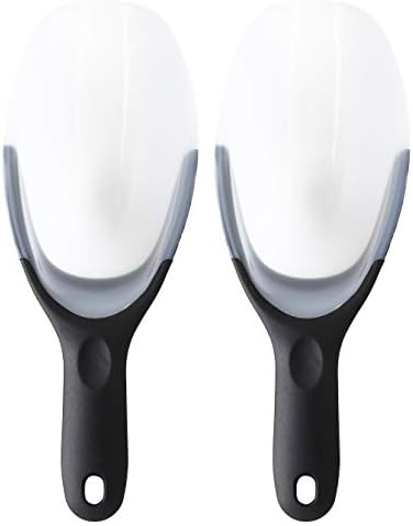  Magnetic Ice Scoop, Contoured Translucent Flexi-Plastic With Soft Grip Handle For Ice, Flour, Rice, Popcorn, Pet Food, Black