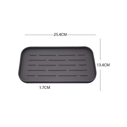  WeTest 2 Pack Premium Kitchen Sink Silicone Sponge Holder - Sink Organizer Tray For Soap Dispenser, Sponges, Scrubber (Black/Grey) (LJ-JSL-1127C1)