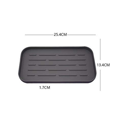  WeTest 2 Pack Premium Kitchen Sink Silicone Sponge Holder - Sink Organizer Tray For Soap Dispenser, Sponges, Scrubber (Black/Grey) (LJ-JSL-1127C1)