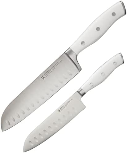  Forged Premio Hollow Edge Santoku Knife, 7-inch, Black/Stainless Steel